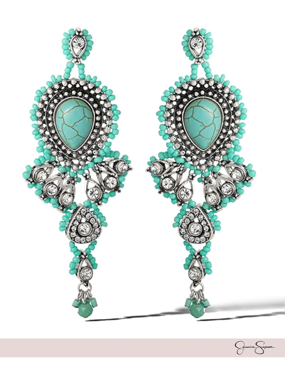 Jessica Simpson Turquoise Teardrop Statement Earrings - Women Jewelry
